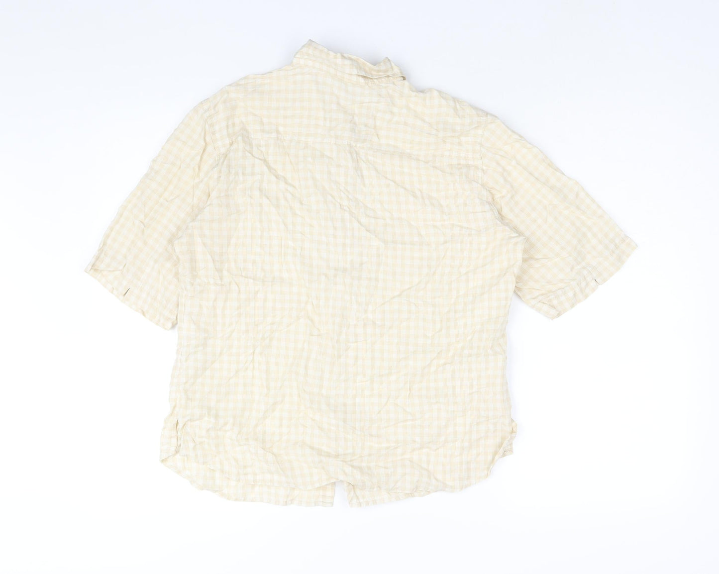 Marks and Spencer Womens Beige Check Lyocell Basic Button-Up Size 14 Collared