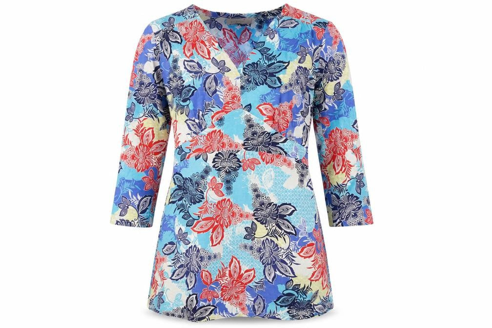 Per Una Womens Multicoloured Geometric Viscose Basic Blouse Size 10 V-Neck