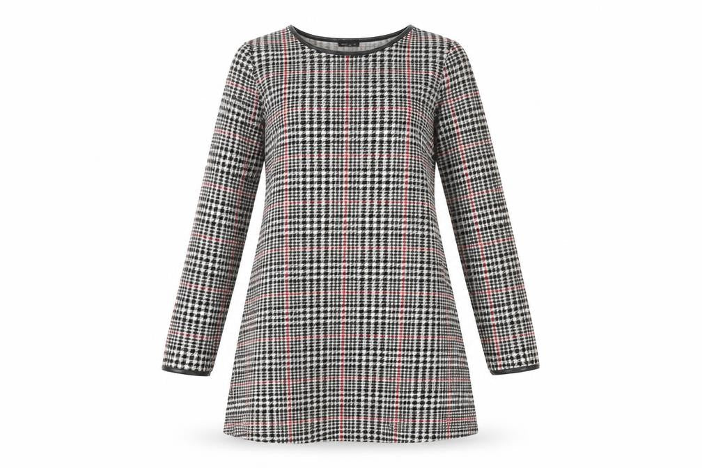 River Island Womens Black Houndstooth Polyester A-Line Size 10 Round Neck Pullover