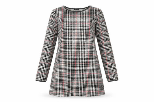 River Island Womens Black Houndstooth Polyester A-Line Size 10 Round Neck Pullover