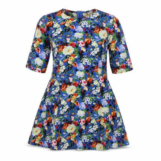 Glamorous Womens Blue Floral Viscose A-Line Size XS Round Neck Zip