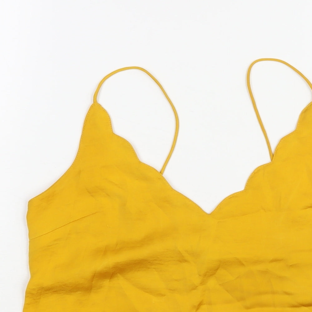 Topshop Womens Yellow Polyester Camisole Blouse Size 8 V-Neck