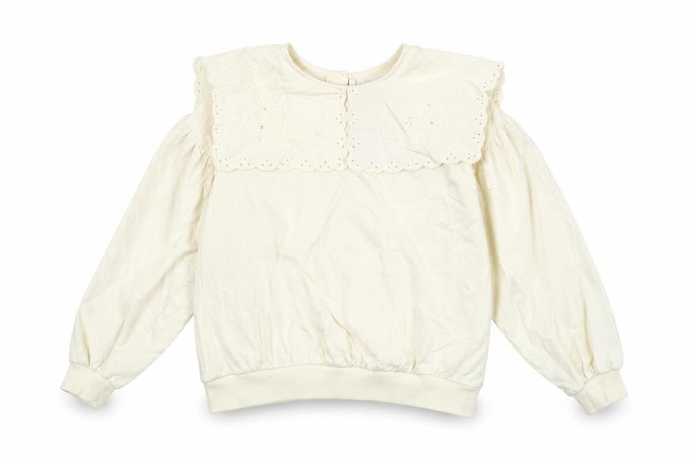 Juniors Girls Ivory Cotton Pullover Sweatshirt Size 10-11 Years Button
