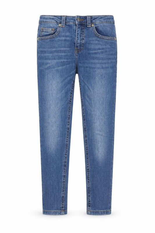 Mango Girls Blue Cotton Skinny Jeans Size 7 Years L20 in Regular Zip - Adjustable waist, Pockets