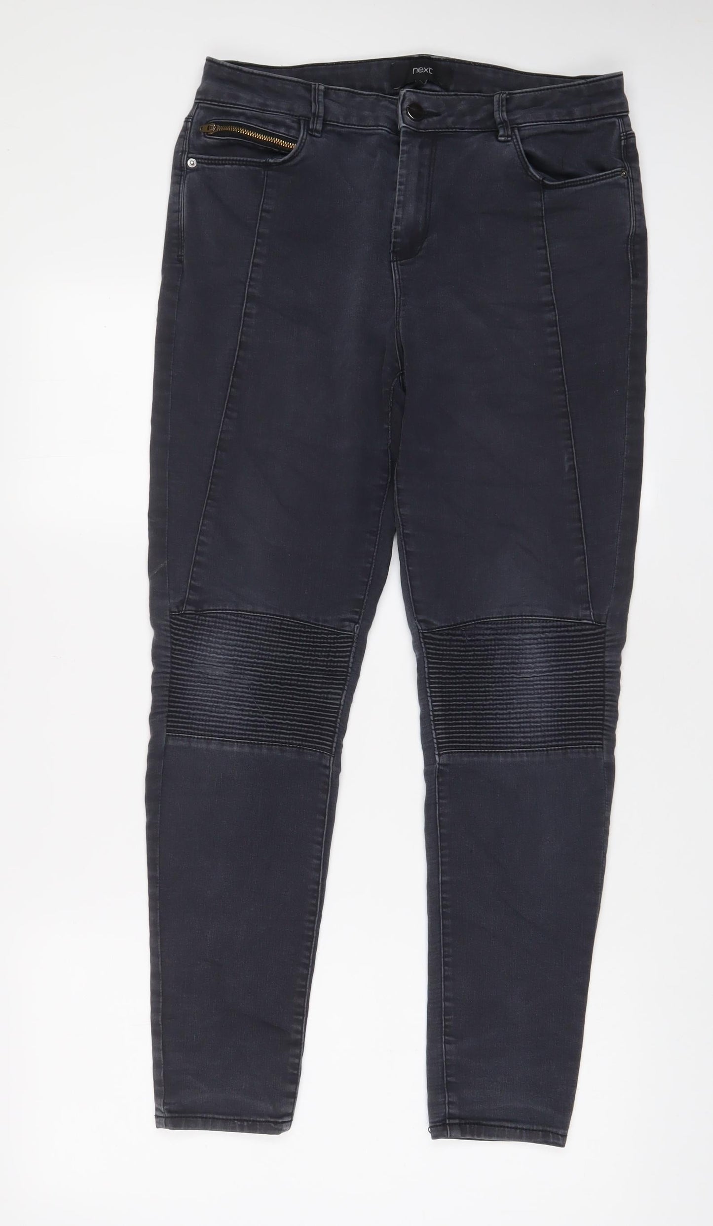 NEXT Womens Grey Cotton Skinny Jeans Size 12 L29 in Regular Zip