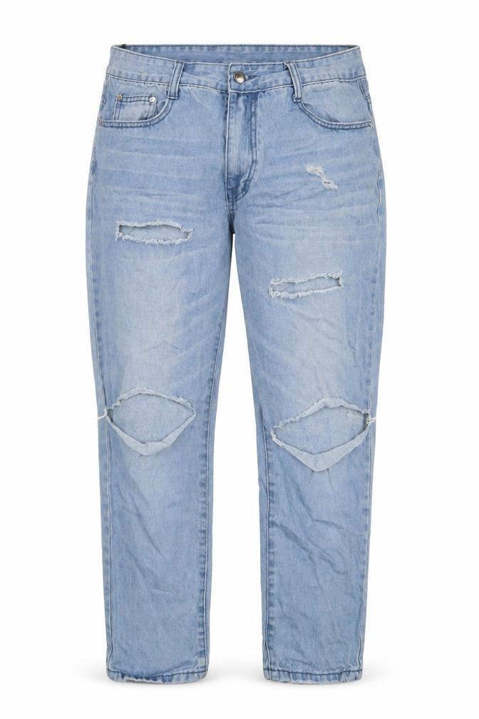 Paocai Womens Blue Cotton Straight Jeans Size XL L25 in Regular Zip