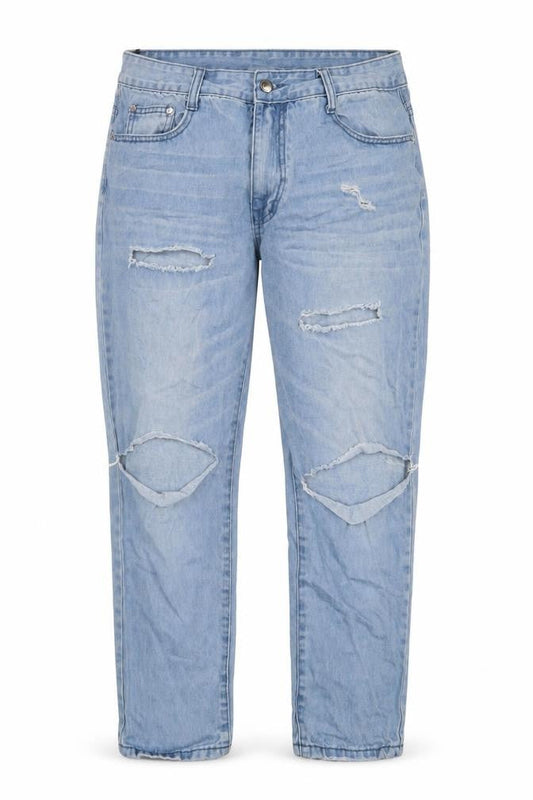 Paocai Womens Blue Cotton Straight Jeans Size XL L25 in Regular Zip