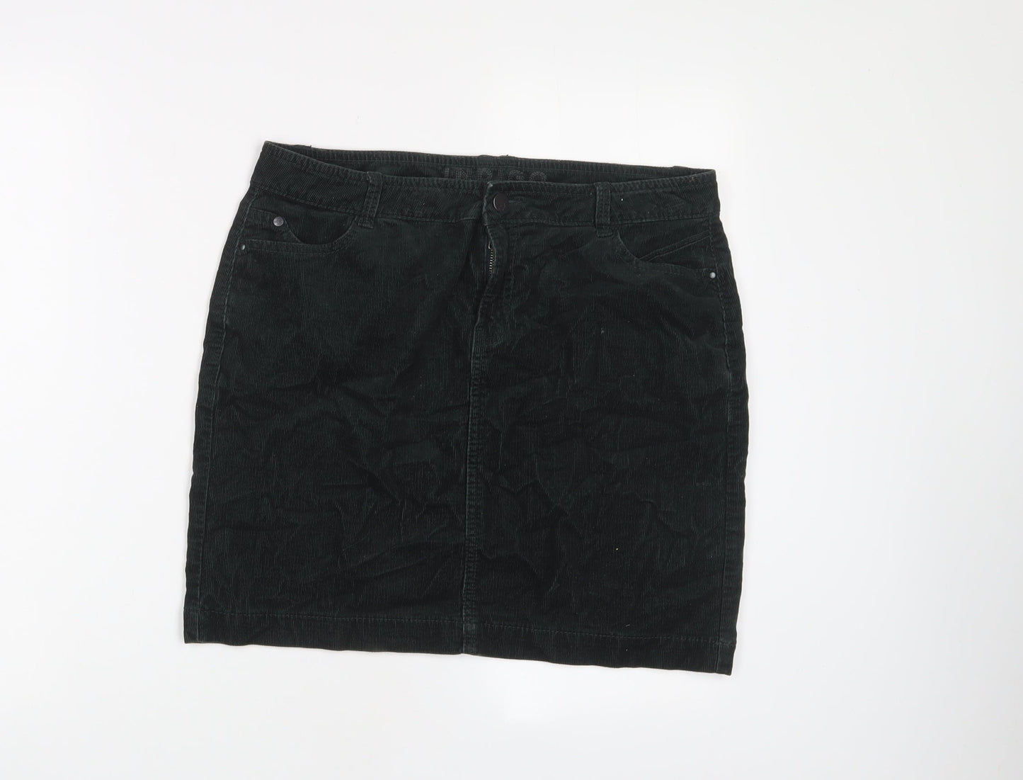 Indigo Womens Green Cotton A-Line Skirt Size 10 Zip