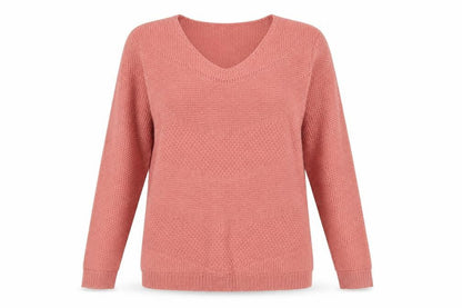 Damart Womens Pink V-Neck Acrylic Pullover Jumper Size 12