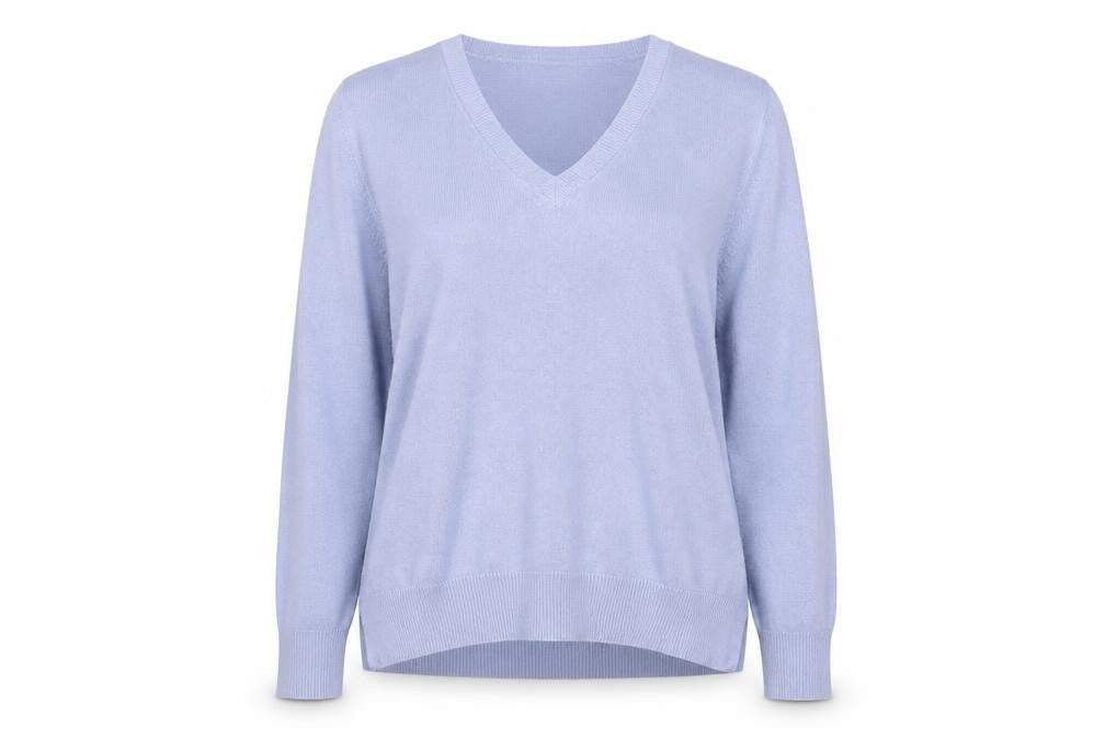 Marks & Spencer Womens Blue V-Neck Acrylic Pullover Jumper Size 14
