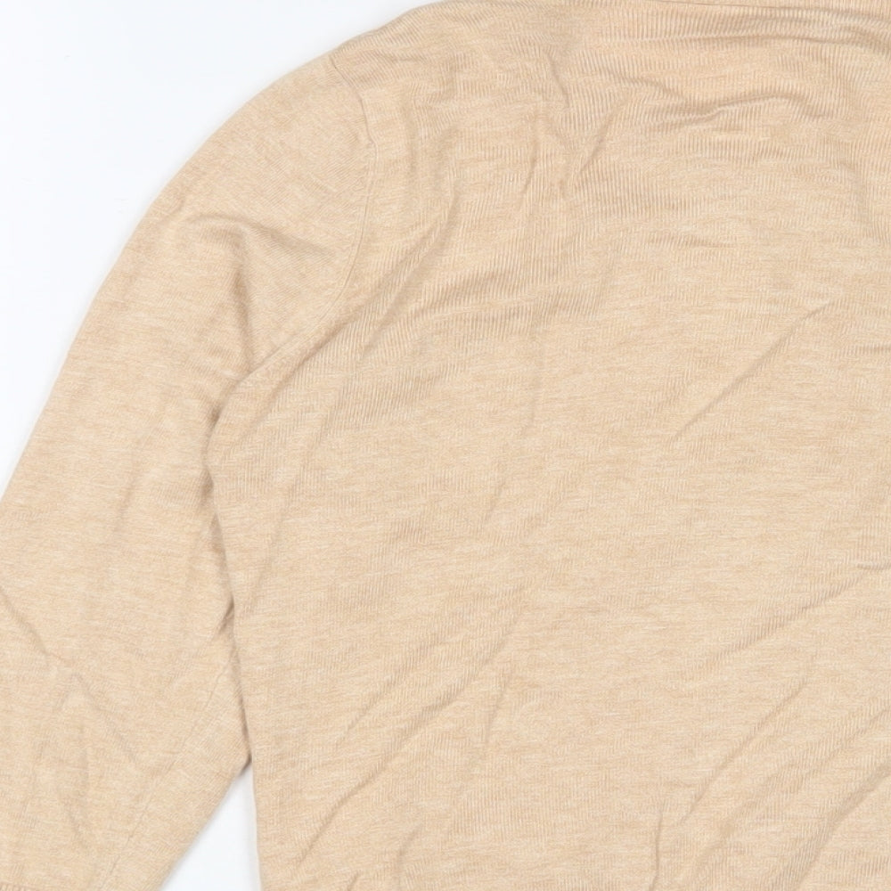 Warehouse Womens Beige Crew Neck Viscose Cardigan Jumper Size 12