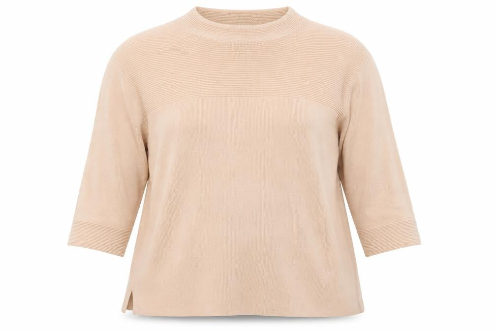 Marks & Spencer Womens Beige Crew Neck Acrylic Pullover Jumper Size 20