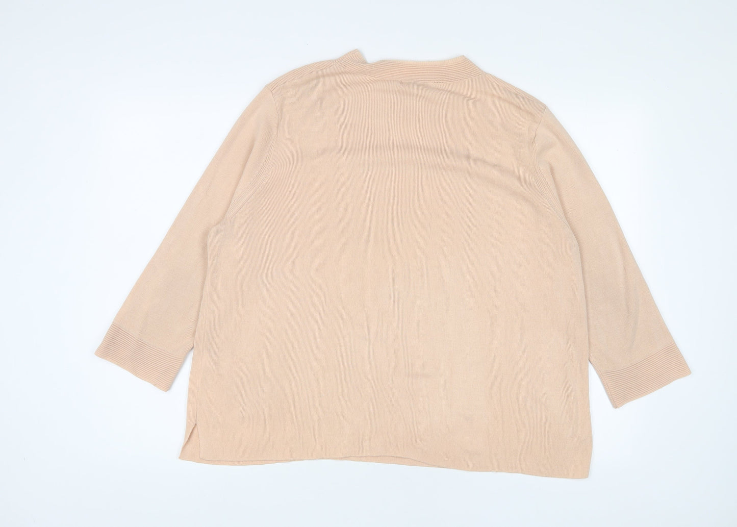 Marks and Spencer Womens Beige Crew Neck Acrylic Pullover Jumper Size 20