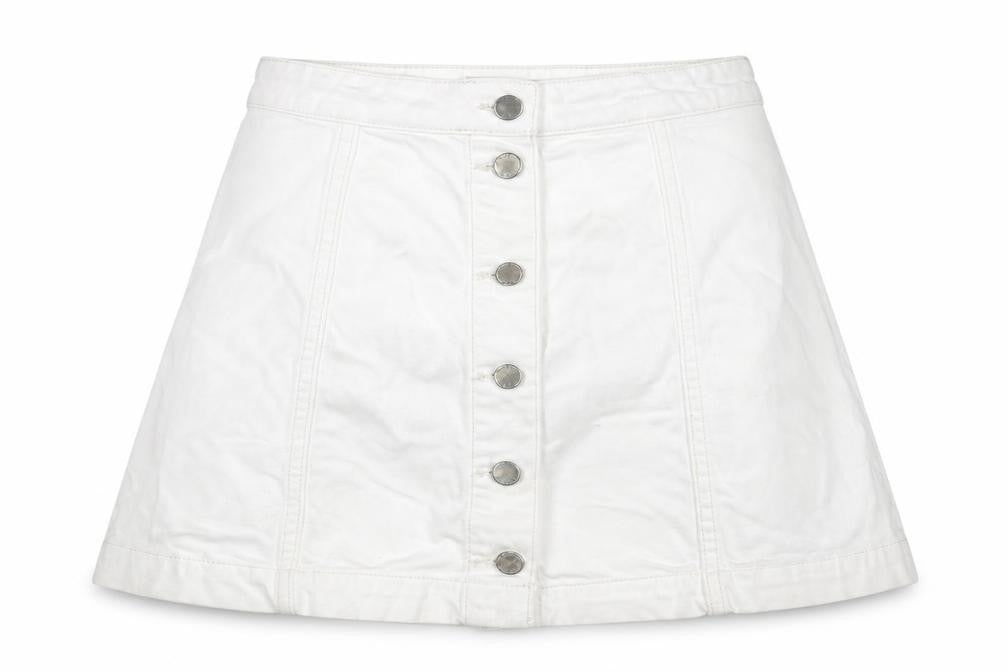 Topshop Womens White Cotton A-Line Skirt Size 26 in Zip