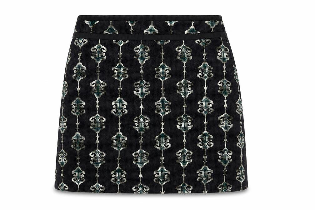 Zara Womens Blue Geometric Polyester Mini Skirt Size S Zip - Embraided