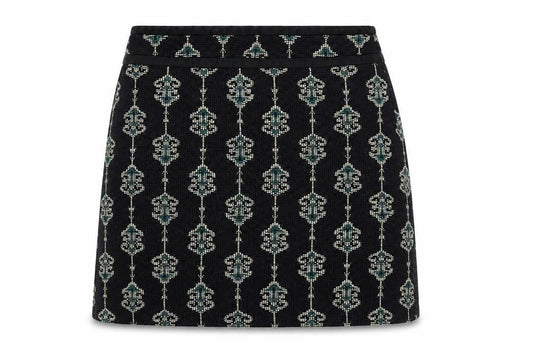Zara Womens Blue Geometric Polyester Mini Skirt Size S Zip - Embraided