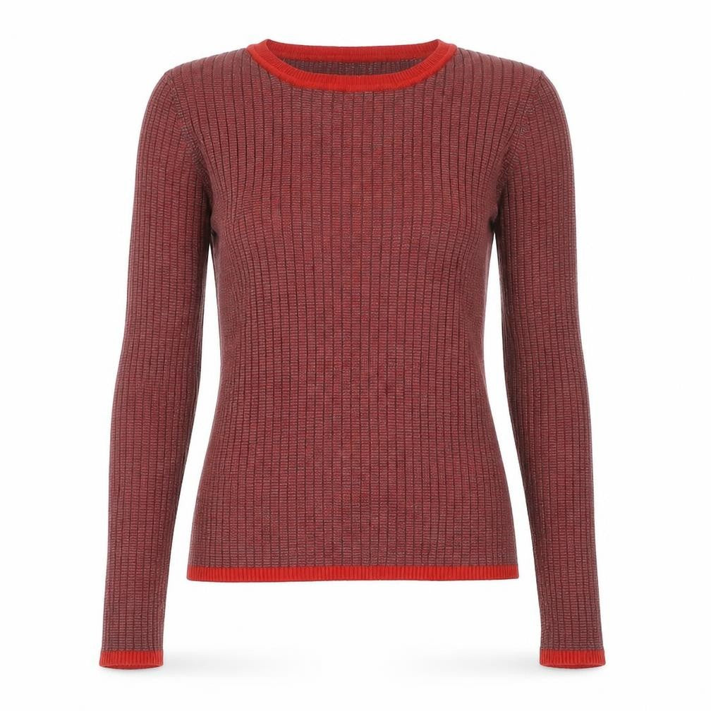 FOREVER 21 Womens Red Round Neck Striped Polyester Pullover Jumper Size S