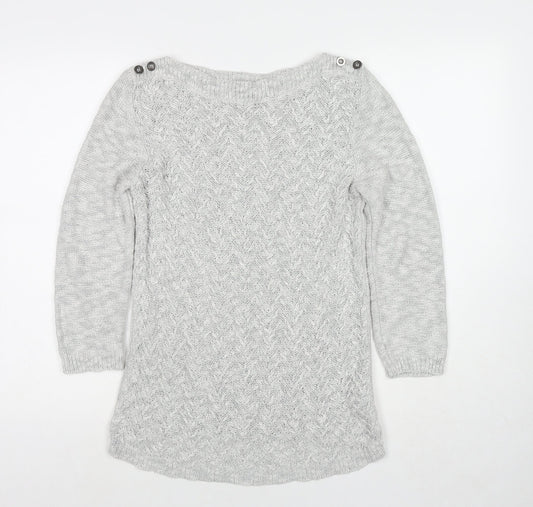 Marks and Spencer Womens Grey Round Neck Acrylic Pullover Jumper Size 10