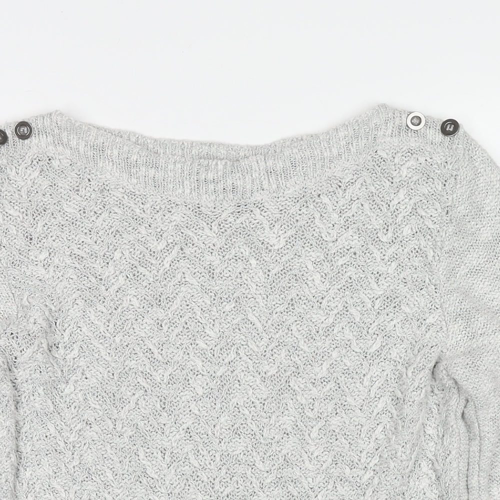 Marks and Spencer Womens Grey Round Neck Acrylic Pullover Jumper Size 10
