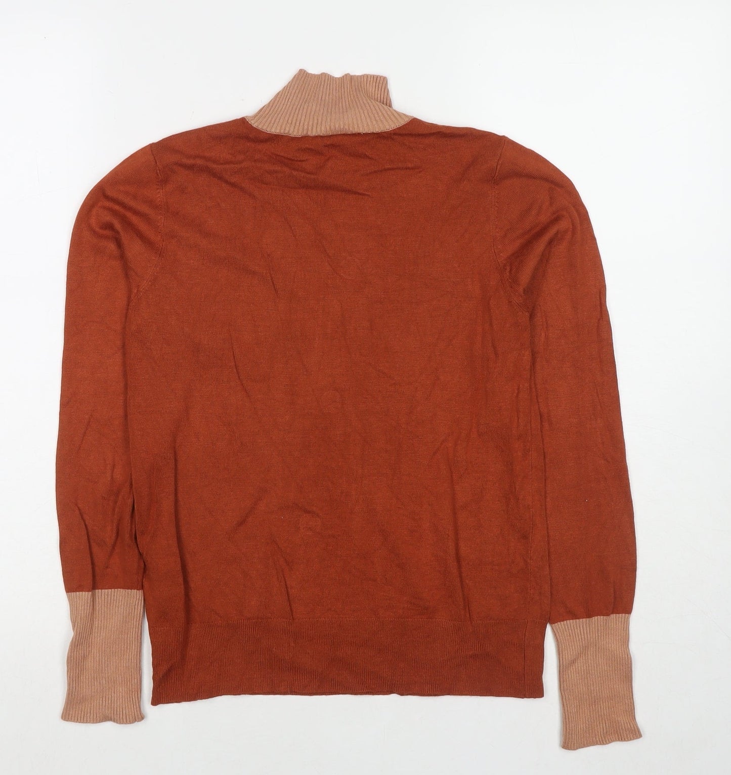 Warehouse Womens Brown Round Neck Viscose Pullover Jumper Size 12
