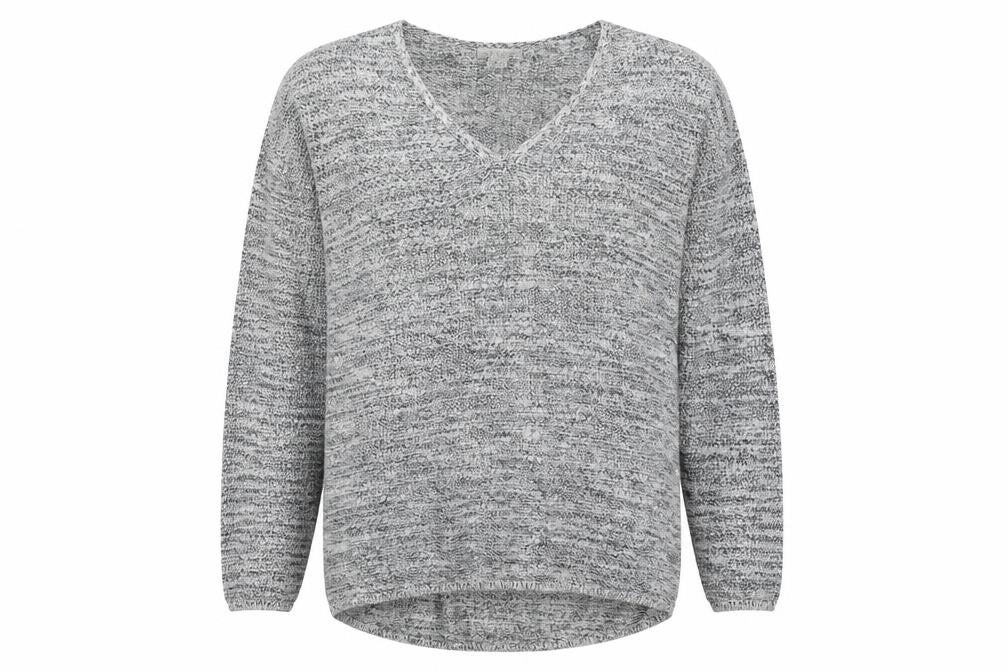 H&M Womens Grey V-Neck Cotton Pullover Jumper Size M