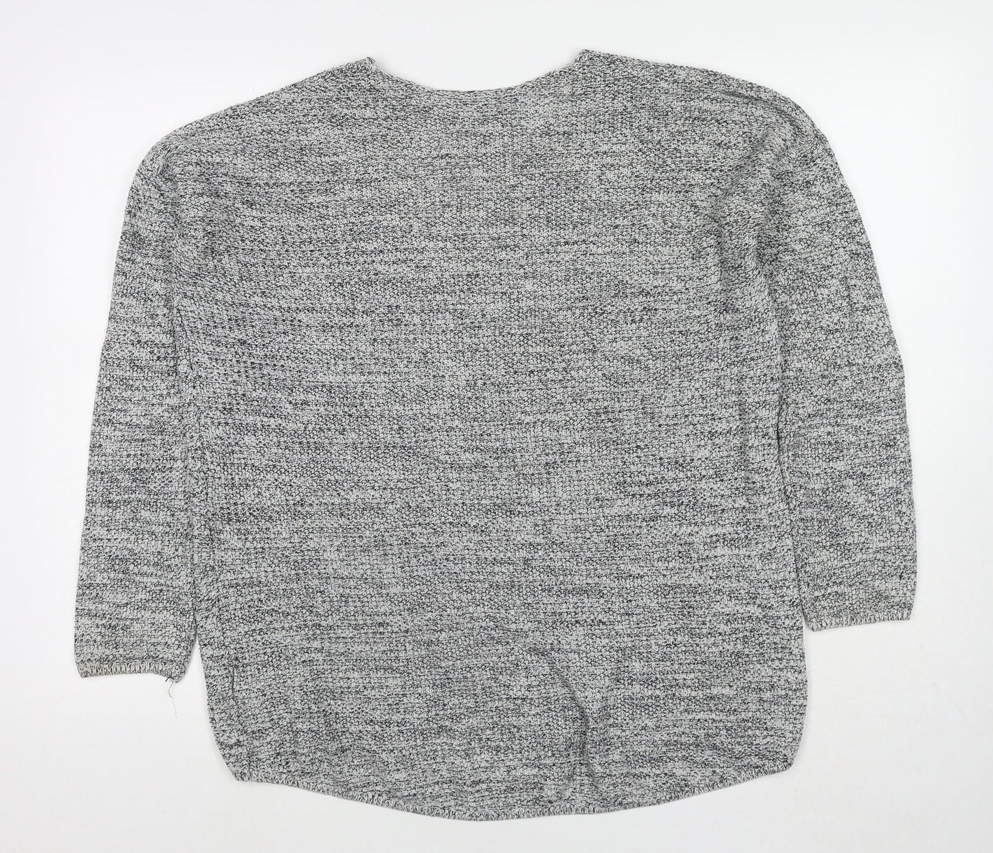 H&M Womens Grey V-Neck Cotton Pullover Jumper Size M