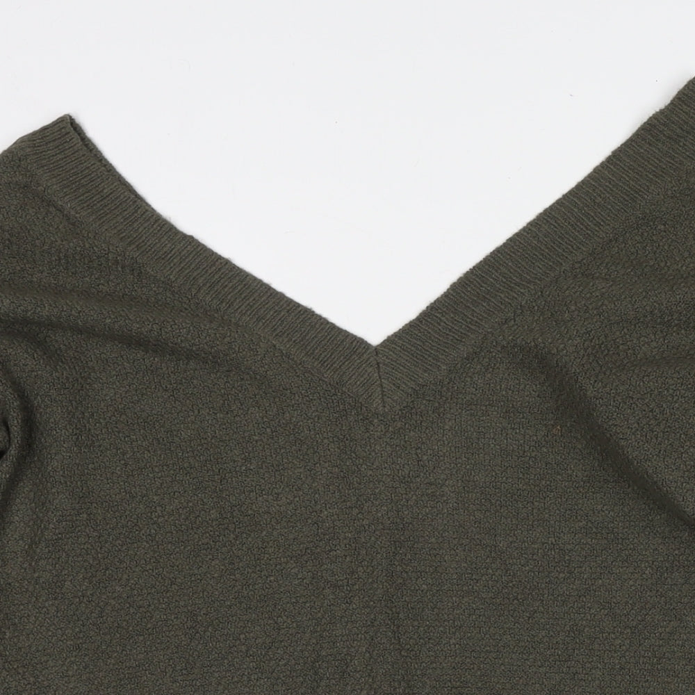 Yes Lola Womens Green V-Neck Cotton Tunic Jumper Size XS