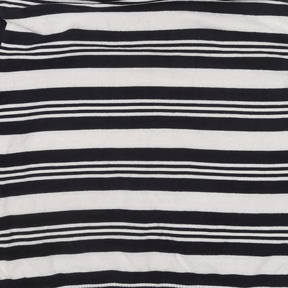 M&Co Womens Black Round Neck Striped Viscose Pullover Jumper Size 18