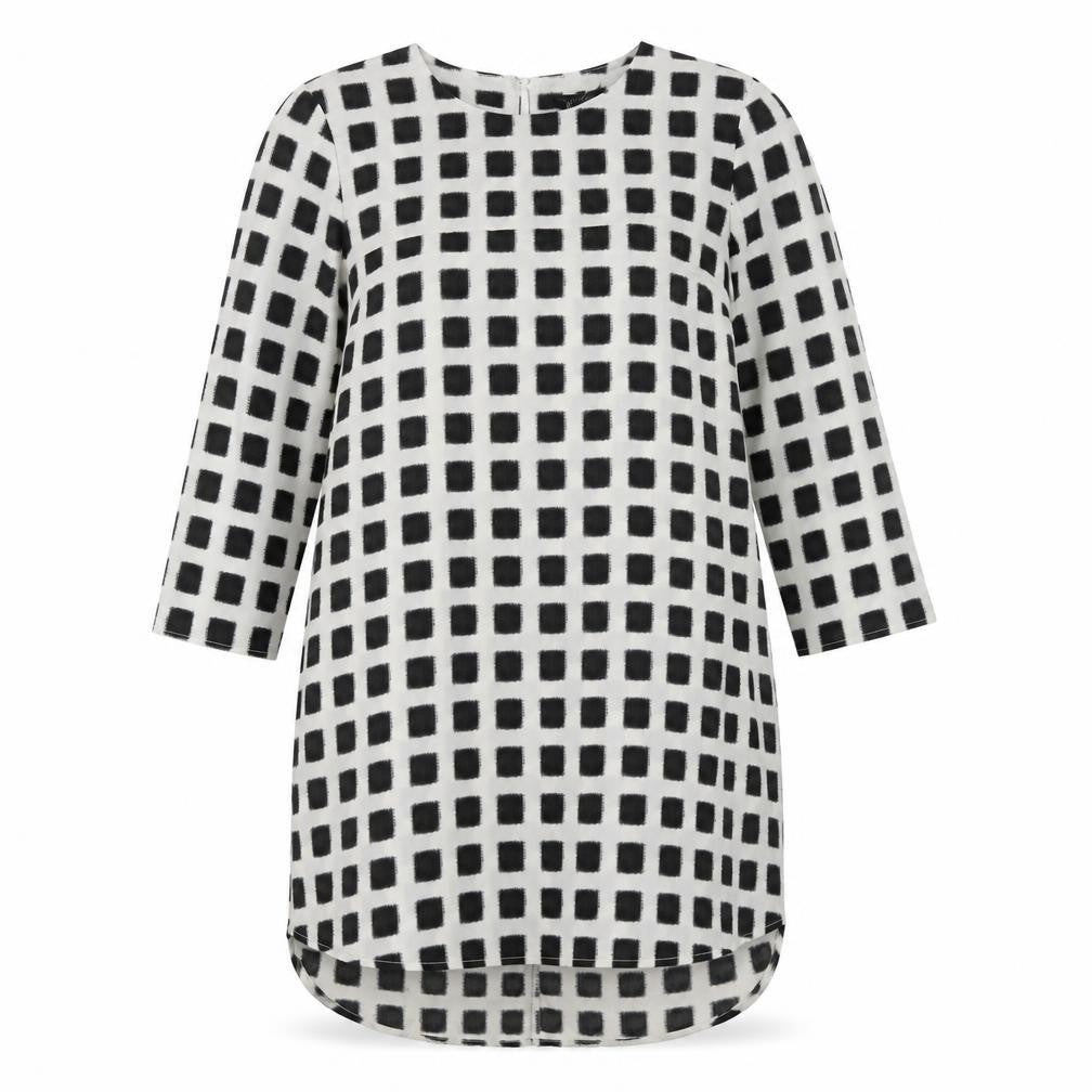Topshop Womens White Check Polyester A-Line Size 12 Round Neck Pullover
