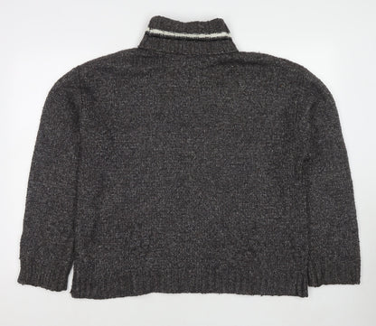 Back view of BDG women’s grey roll neck polyester jumper, size L