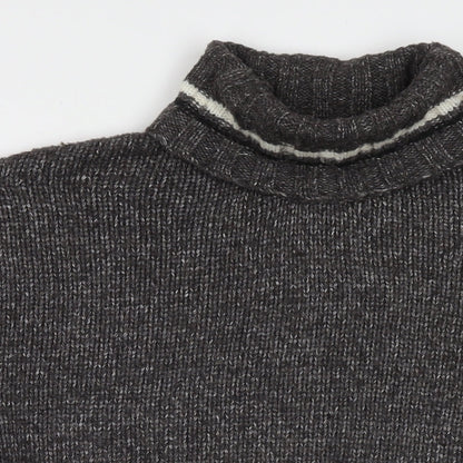 Close-up detail of BDG women’s grey roll neck polyester jumper, size L