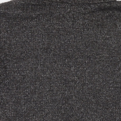 Brand and care label for BDG women’s grey roll neck polyester jumper, size L