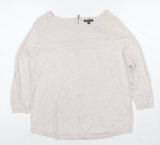 Warehouse Womens Ivory Round Neck Viscose Pullover Jumper Size 10