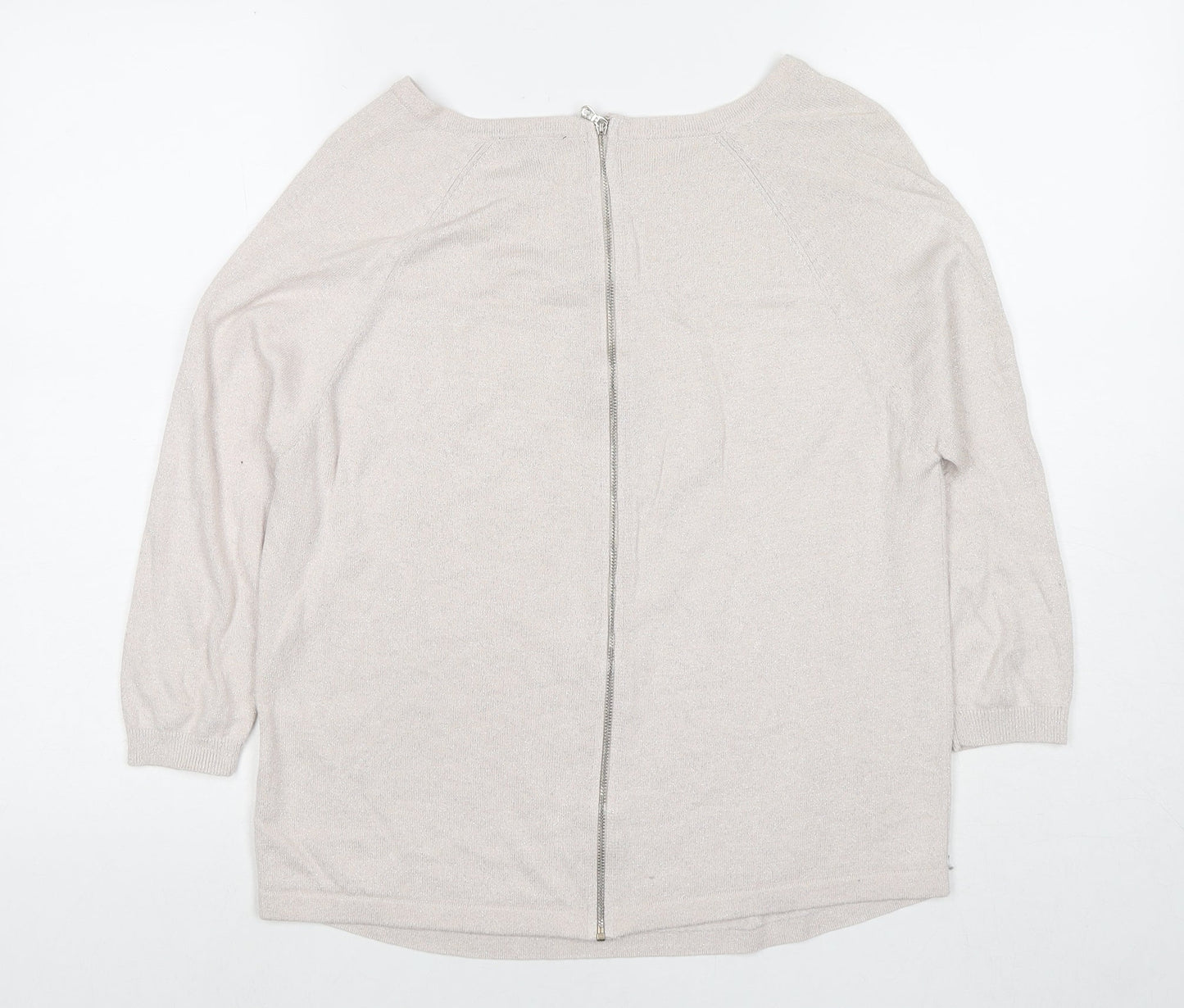 Warehouse Womens Ivory Round Neck Viscose Pullover Jumper Size 10