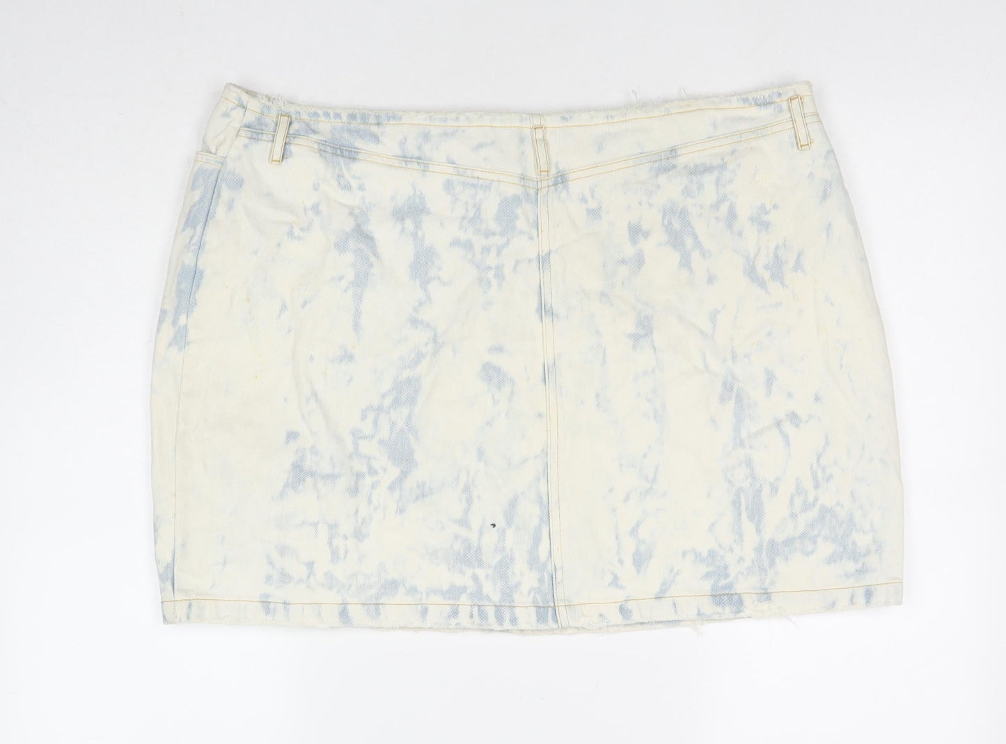 Variations Womens Ivory Cotton A-Line Skirt Size 22 Zip - Tie-dye
