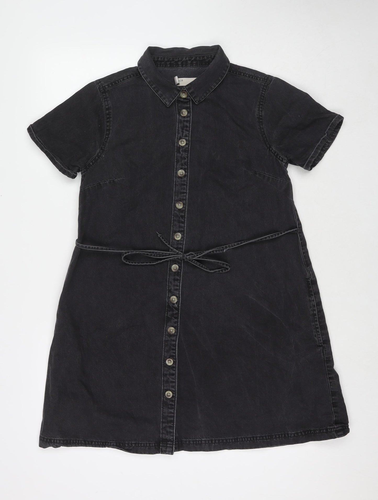 ASOS Womens Grey Cotton Shirt Dress Size 10 Collared Button