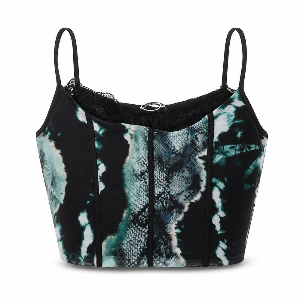 Bershka Womens Multicoloured Geometric Polyester Cropped Tank Size XS Sweetheart