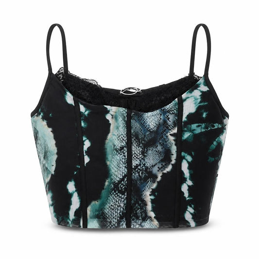 Bershka Womens Multicoloured Geometric Polyester Cropped Tank Size XS Sweetheart