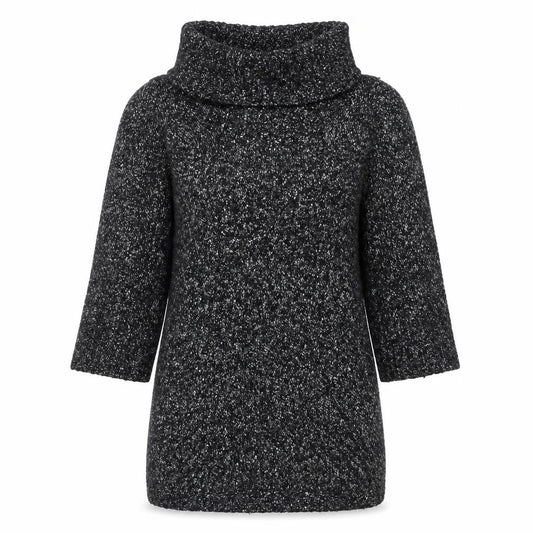 Monsoon Womens Grey Roll Neck Cotton Tunic Jumper Size S