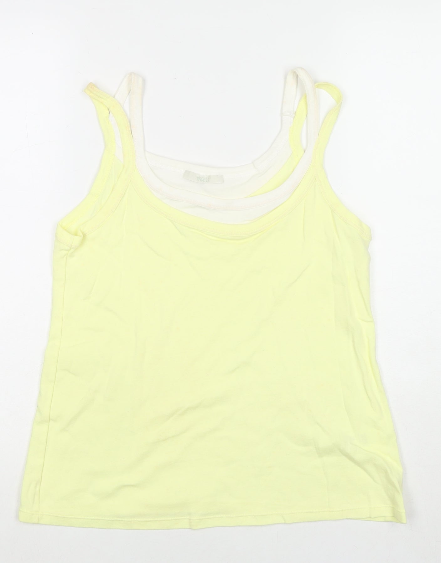 Marks and Spencer Womens Yellow Cotton Basic Tank Size 18 Scoop Neck