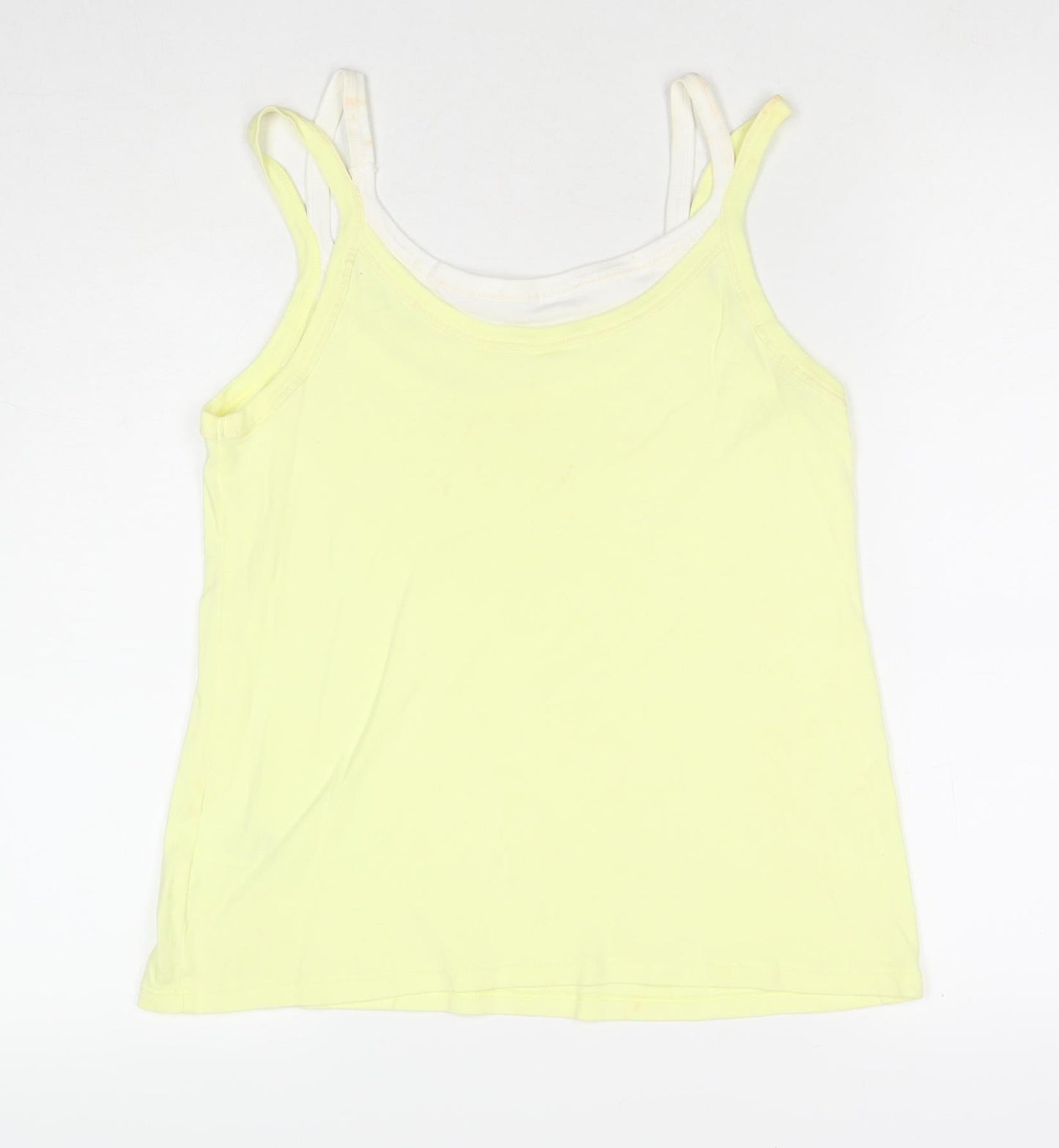 Marks and Spencer Womens Yellow Cotton Basic Tank Size 18 Scoop Neck