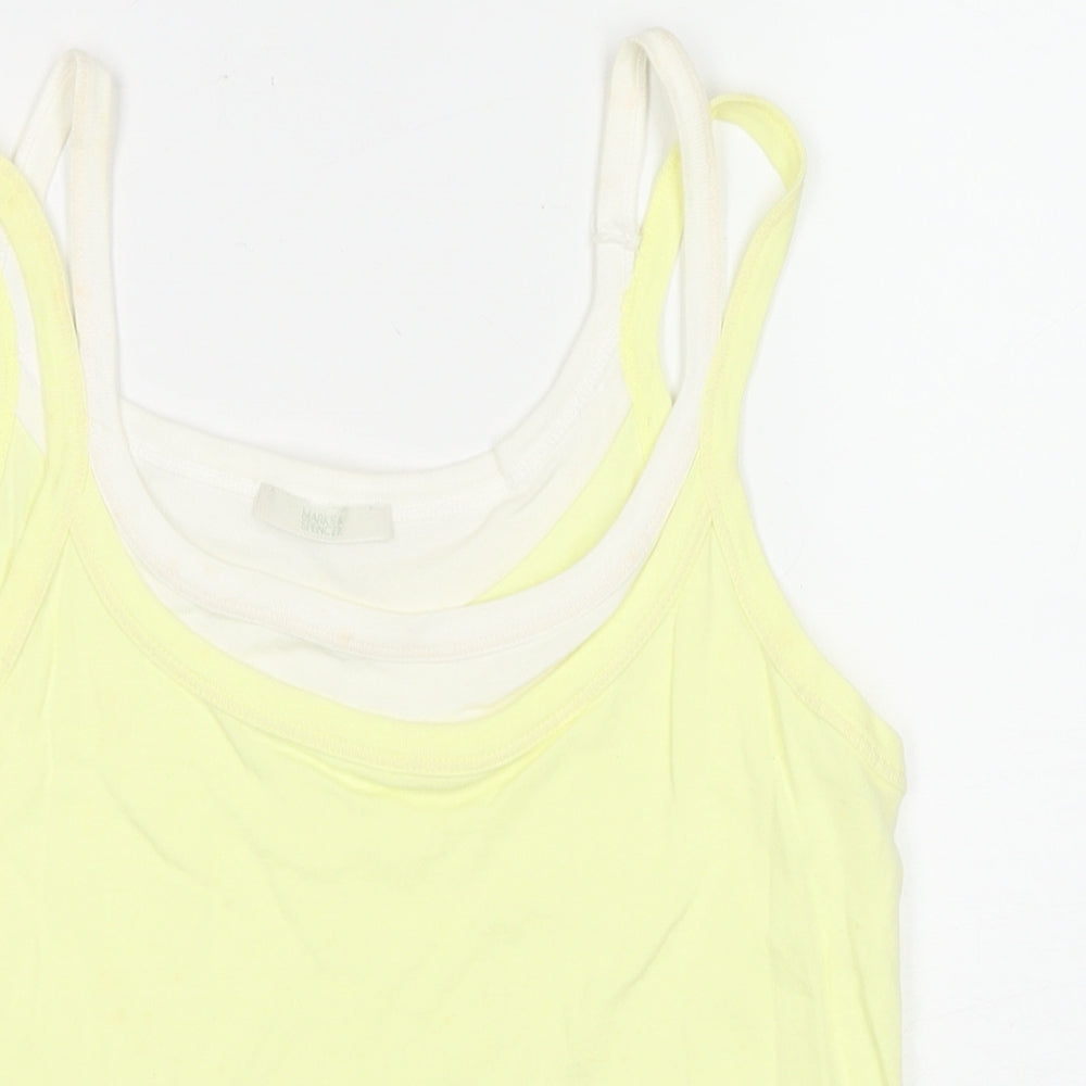 Marks and Spencer Womens Yellow Cotton Basic Tank Size 18 Scoop Neck
