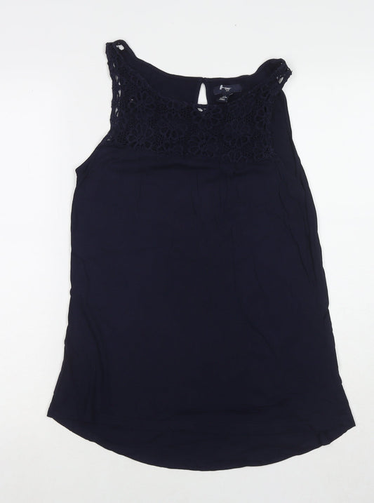 Gap Womens Blue Polyester Basic Tank Size S Round Neck
