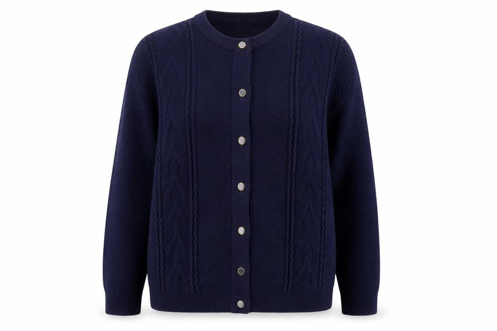 Care Womens Blue Round Neck Acrylic Cardigan Jumper Size XL