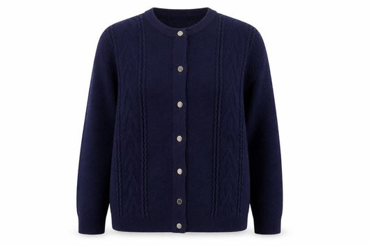 Care Womens Blue Round Neck Acrylic Cardigan Jumper Size XL