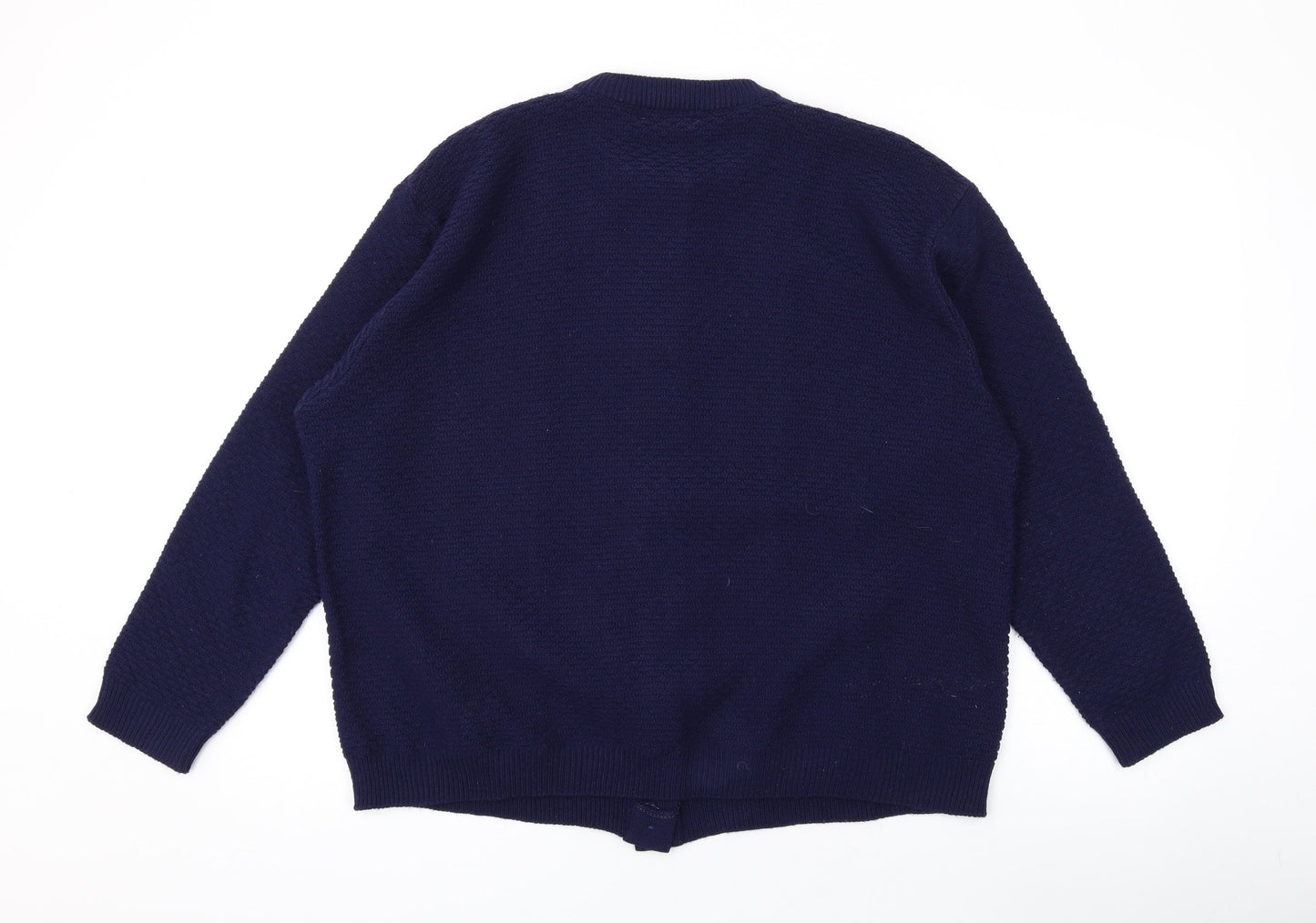 Care Womens Blue Round Neck Acrylic Cardigan Jumper Size XL