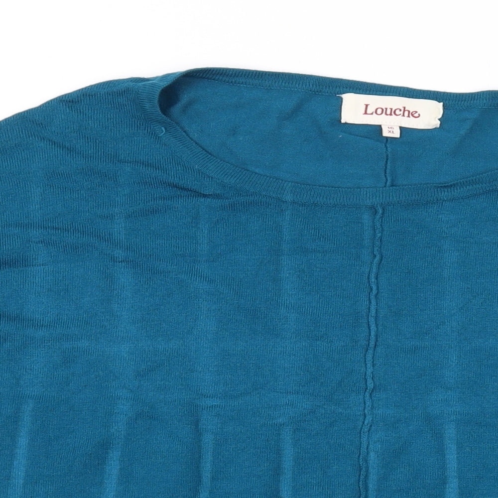 Louche Womens Blue Round Neck Viscose Pullover Jumper Size 16