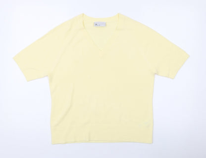 BHS Womens Yellow V-Neck Acrylic Pullover Jumper Size 14