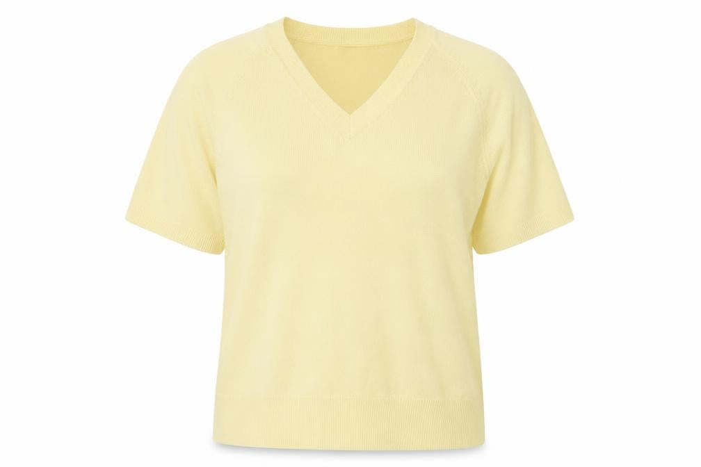 BHS Womens Yellow V-Neck Acrylic Pullover Jumper Size 14