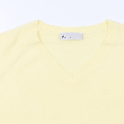 BHS Womens Yellow V-Neck Acrylic Pullover Jumper Size 14